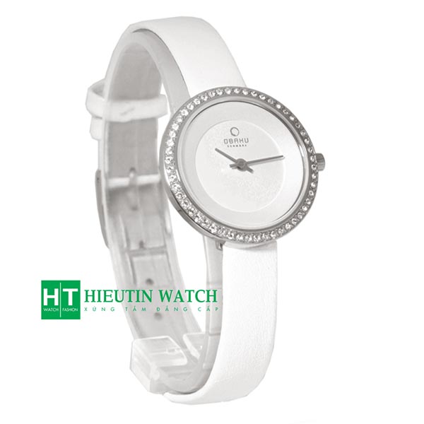 Đồng hồ đeo tay nữ Obaku V146LCIRW2 - Mặt đính đá pha lê trắng