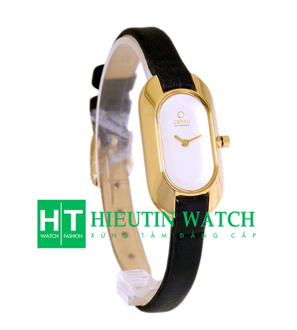 Đồng hồ đeo tay nữ dây da đen Obaku V136LGIRB - Đồng hồ nữ mặt vuông