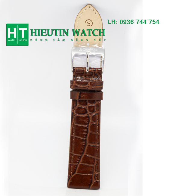 Dây da đồng hồ  đeo tay LC màu nâu mờ. HT70
