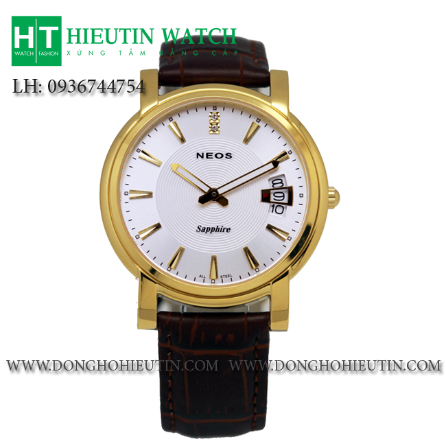 Đồng hồ dây da Neos N40642M-YL01mặt trắng