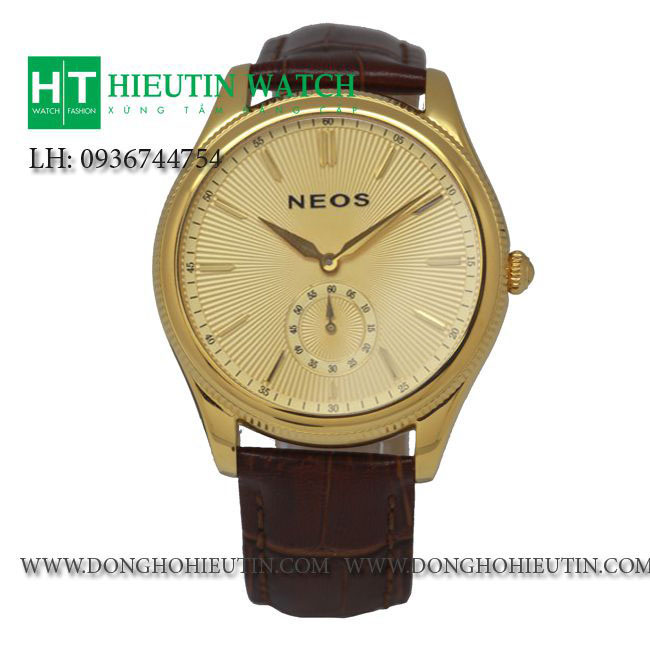 Đồng hồ dây da chính hãng Neos N40702M-YL03 mạ vàng