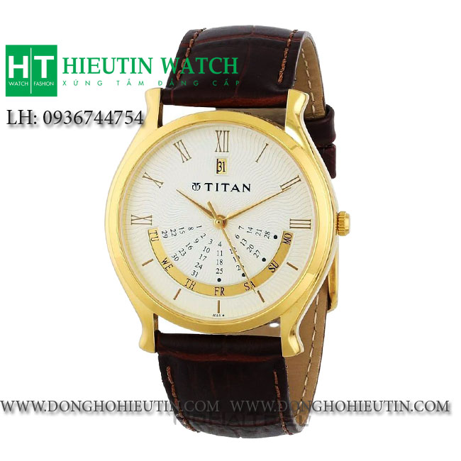 Đồng hồ dây da chính hãng Titan 1482YL03