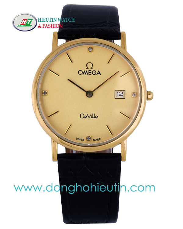 Đồng hồ Omega Deville dây da mẫu 41 mạ vàng 18K