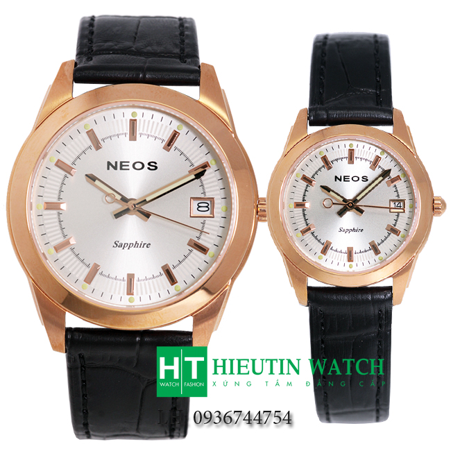 Đồng hồ Neos cặp đôi N40664 niềng vàng đồng